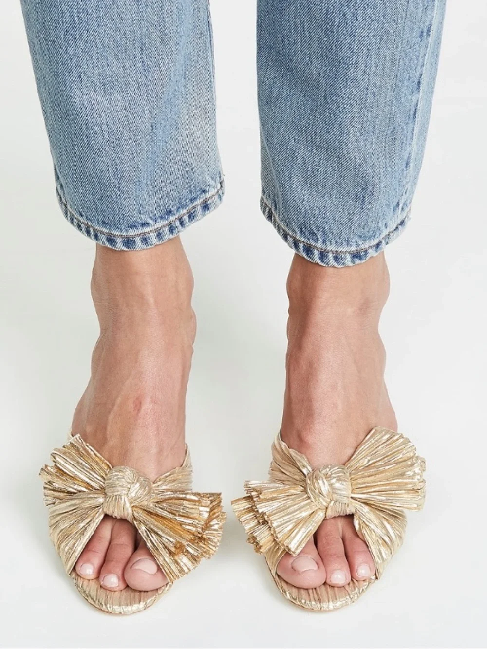 Loeffler Randall Emilia Pleated Bow Sandals Size 8